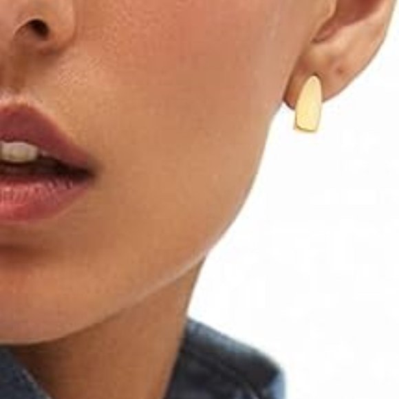 14K Gold Plated Chunky Huggie Hoop Earrings Set of 6 Minimalist Classic Jewelry - Picture 4 of 4